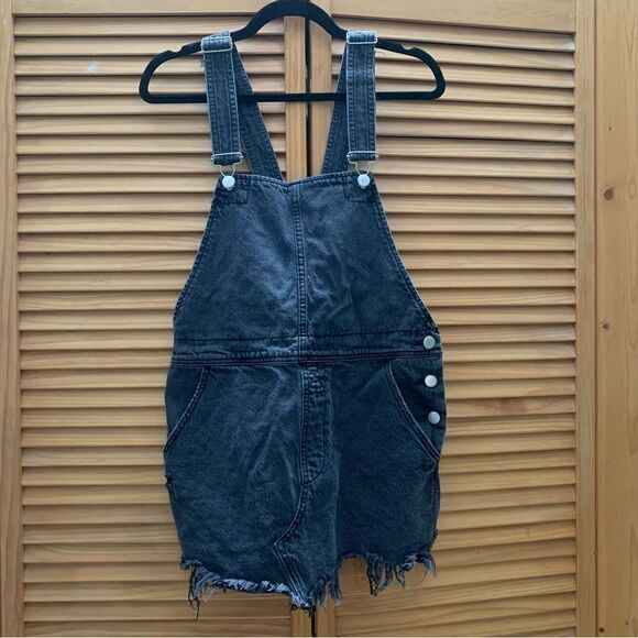 Free People Black Denim Overall Dress Medium - Picture 1 of 4